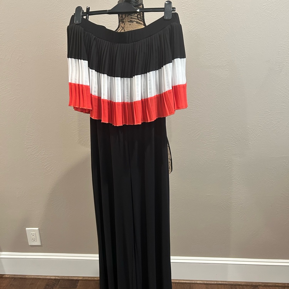Joseph Ribkoff Black Jumpsuit with orange  / white Accent. Worn once